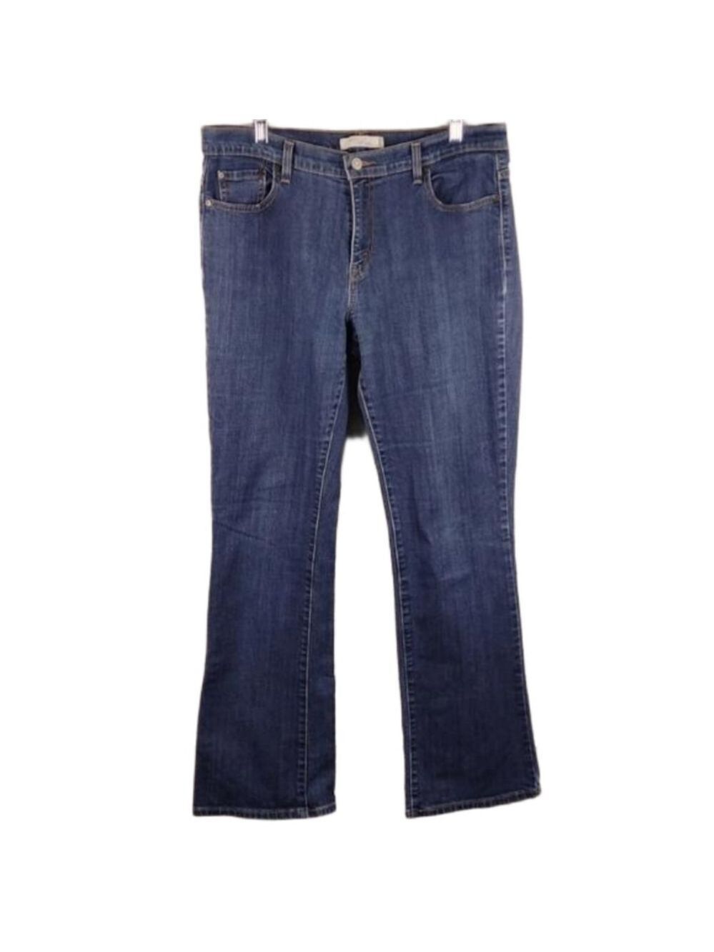 Levi's 515 Blue Medium Wash Five Pocket Mid Rise Zipper Front Boot Cut Leg Jean